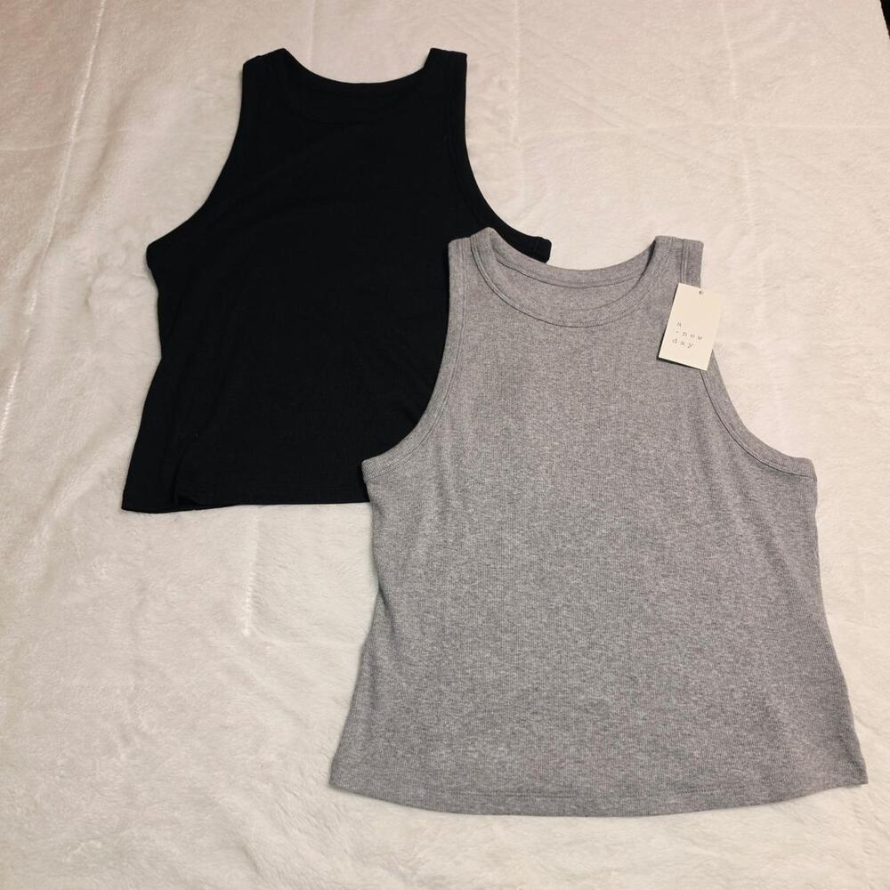 Bundle of 2 A New Day High-Neck Ribbed Tank Tops.